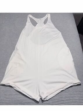 Free People White Racerback Shorts Romper